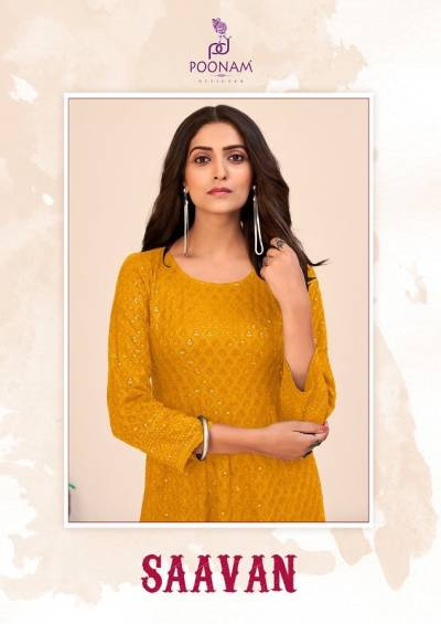 Saavan By Poonam Designer Fancy Rayon Gown Style Kurti Collection